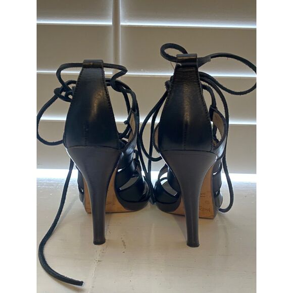 EUC Yves Saint Laurent YSL Black Leather Strappy Gladiator Heel 38 8 - Picture 7 of 9